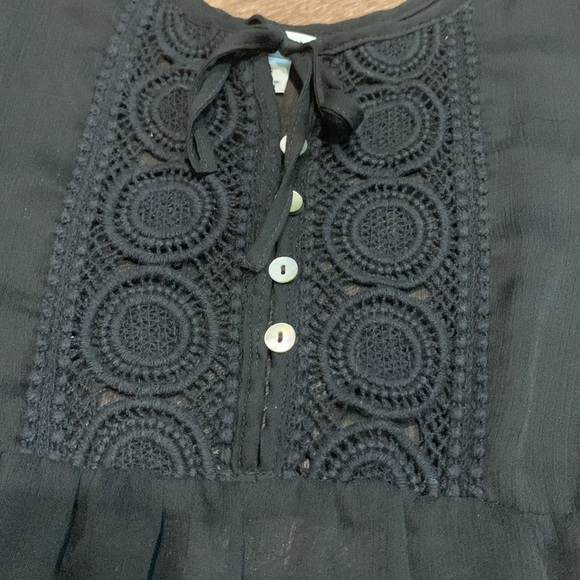 Sheer black tank with crochet detail. Small. Flowy. - Picture 2 of 4